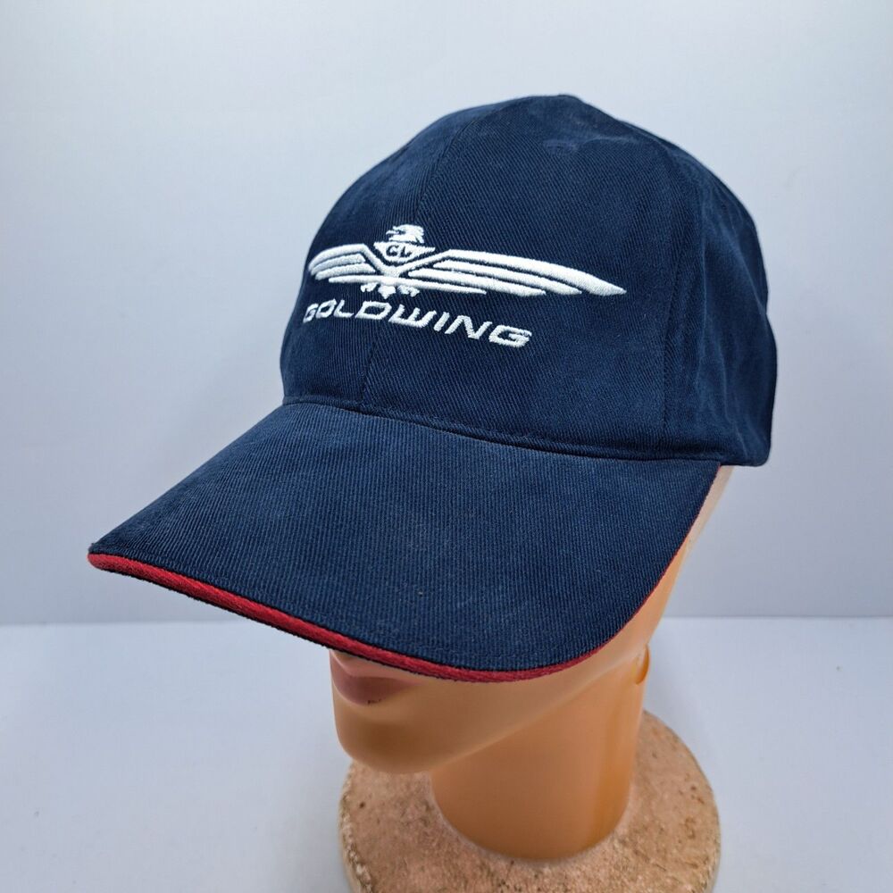 Honda Goldwing Hat Navy Blue Red Wing Logo Motorcycle Biker Strapback Cap